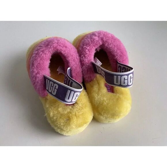 UGG Fluff Yeah Women’s Sz 7 Slipper Slides Yellow Orange Pink 1097169 NEW - Picture 4 of 10